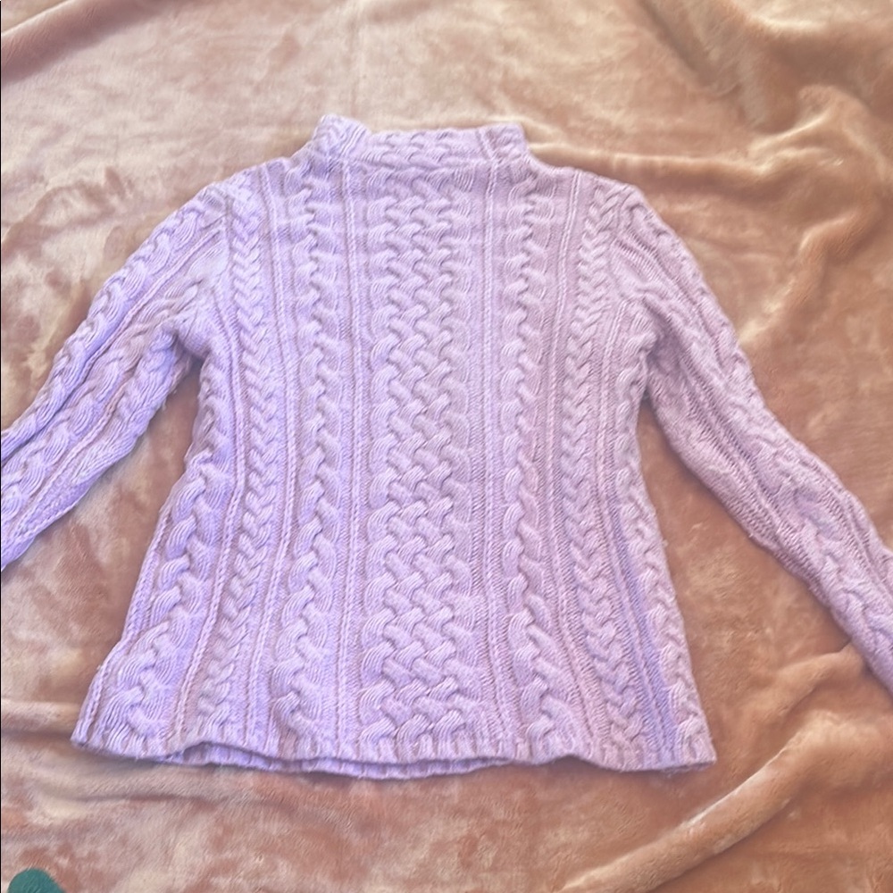 Lands' End Purple Cowl Neck Cable Knit Sweater